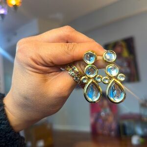 Polki Style Gold Crystal Earrings, Indian jewelry